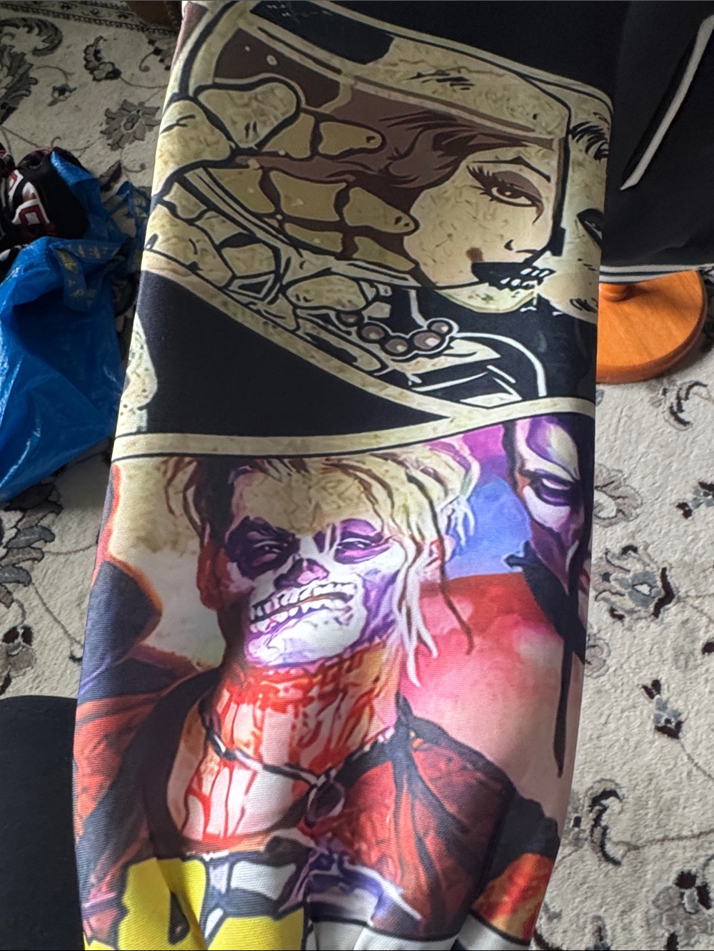 Graphic Skull Bomber Jacket in Black and Yellow - Picture 3 of 7